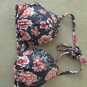 Floral Print push up bikini top with studs